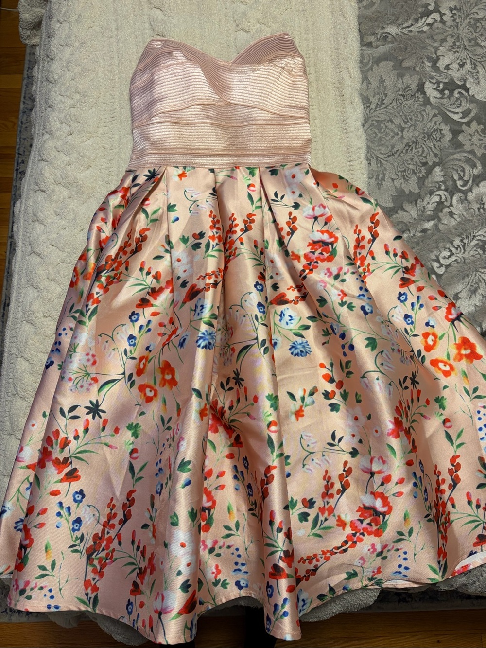 Akira Pink Floral Strapless Party Dress